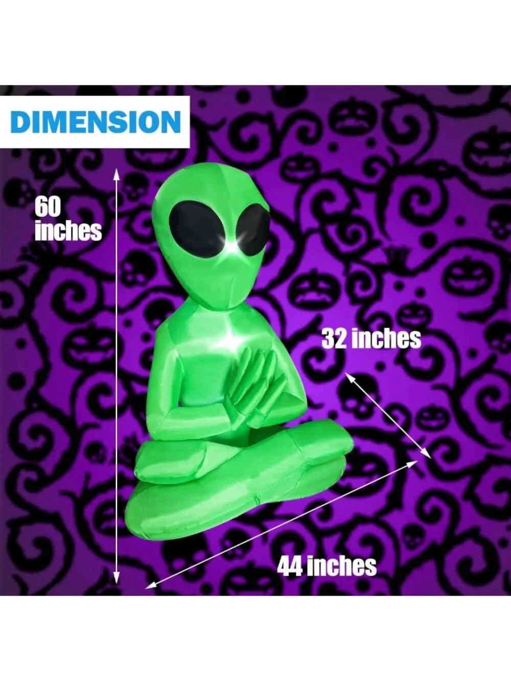 5 Ft Inflatable Meditating Alien Halloween Decoration with LED Lights for Yard